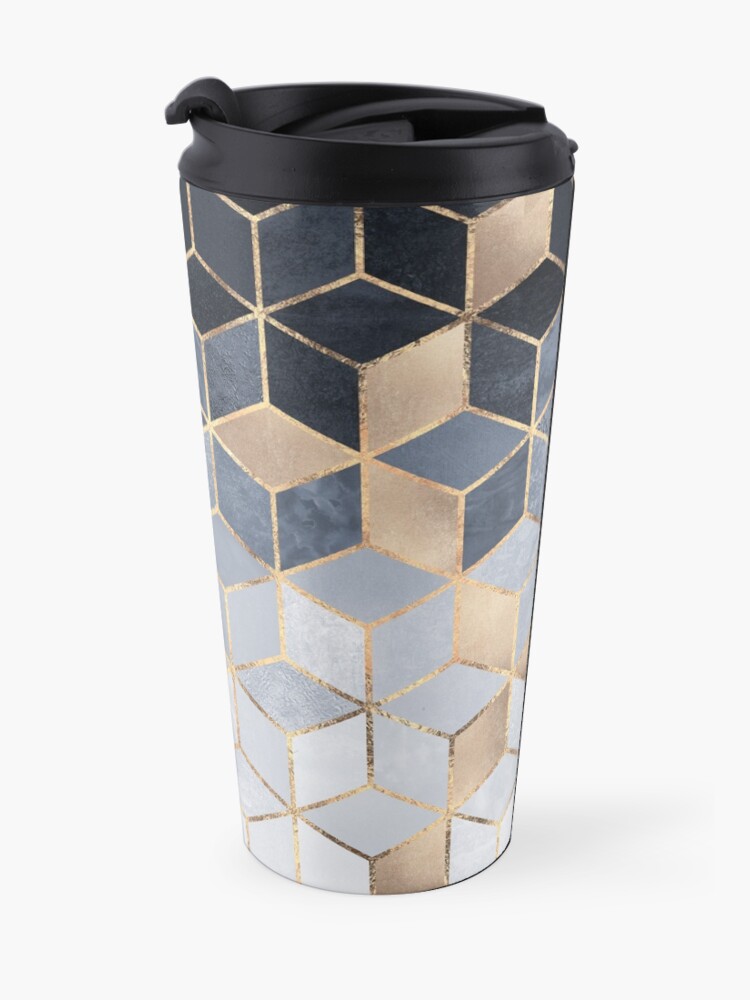 Alternate view of Soft Blue Gradient Cubes Travel Mug