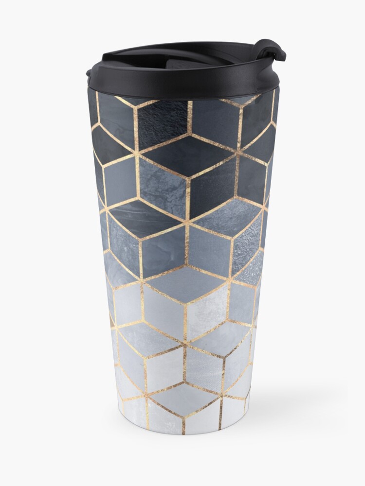Alternate view of Soft Blue Gradient Cubes Travel Mug