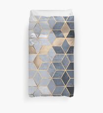 Soft Blue Gradient Cubes Duvet Cover