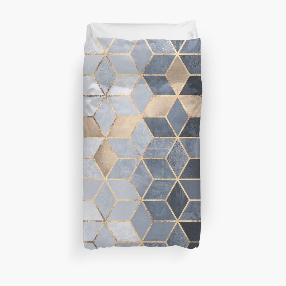 "Soft Blue Gradient Cubes" Duvet Cover by fotoella Redbubble