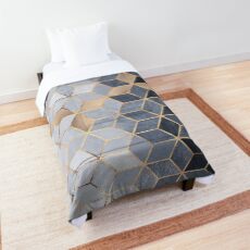 Soft Blue Gradient Cubes Comforter