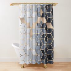 Soft Blue Gradient Cubes Shower Curtain