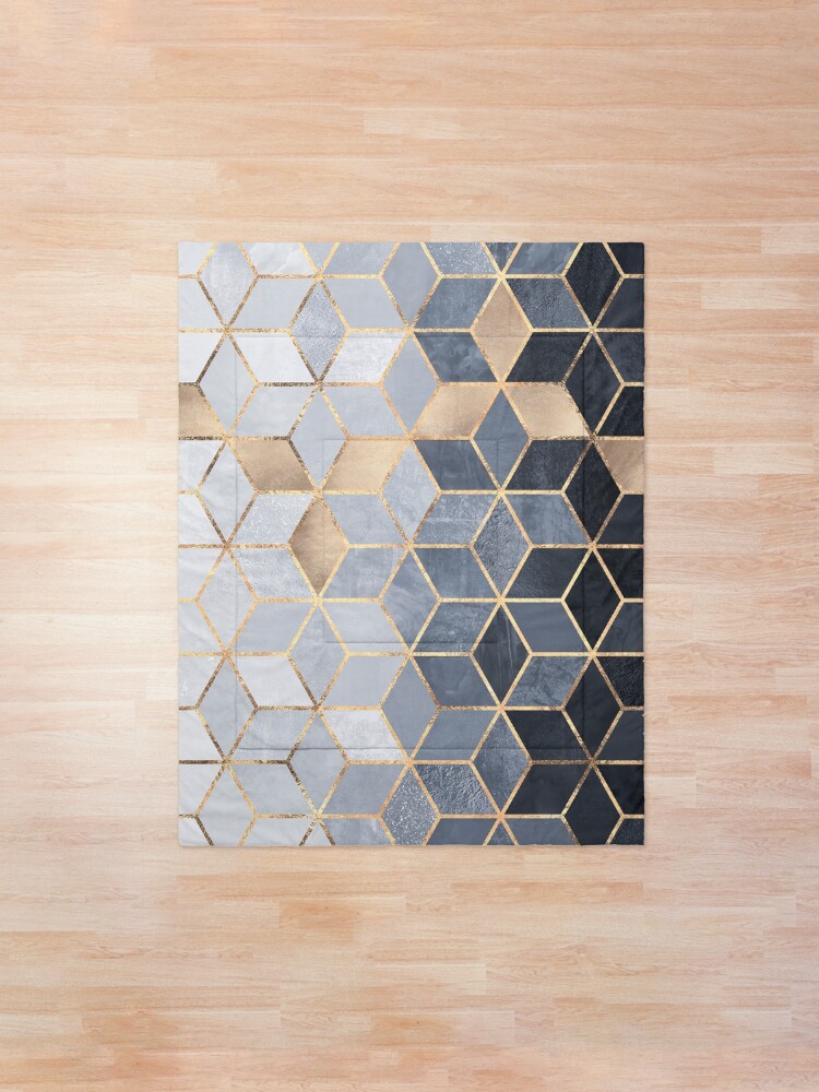 Alternate view of Soft Blue Gradient Cubes Comforter