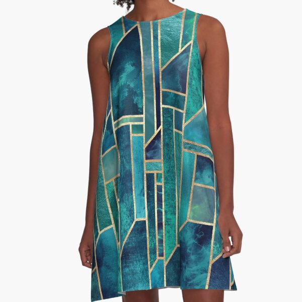 Blaue Himmel A-Linien Kleid