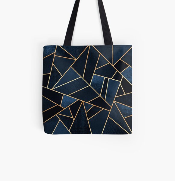 Navy Stone All Over Print Tote Bag