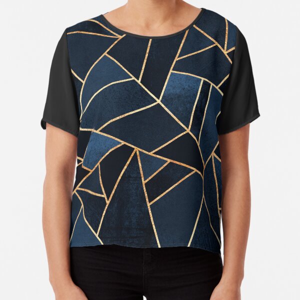 Navy Stone Chiffon Top