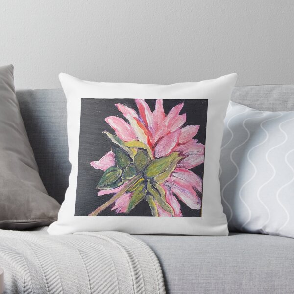black and pink flower Throw Pillow