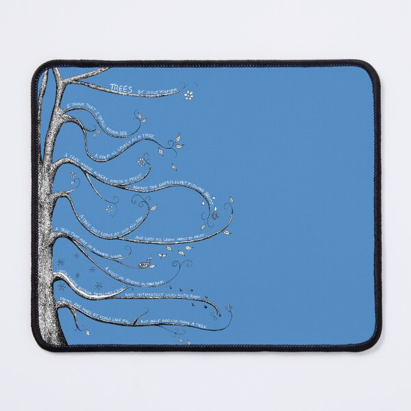Item preview, Illustrated Poem - Trees by Joyce Kilmer in Black and White on blue background designed and sold by Maddy Bennett.
