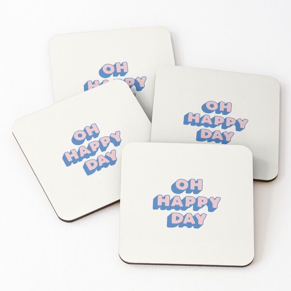Item preview, Oh Happy Day Inspirational Typography Print in peach blue pink designed and sold by MotivatedType.
