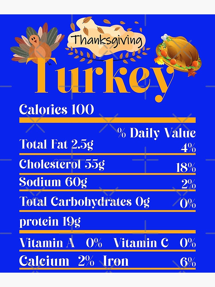 "Turkey Nutrition Facts Funny Turkey Nutrition Facts Thanksgiving