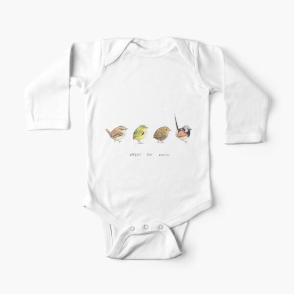 Wrens are round Long Sleeve Baby One-Piece