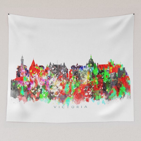 Item preview, Victoria, Canada Skyline Watercolor Painting designed and sold by InkistPrints.