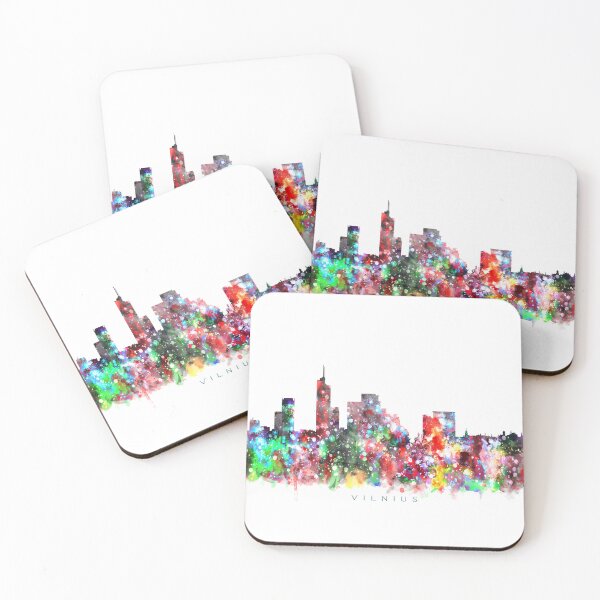 Item preview, Vilnius, Lithuania Skyline Watercolor Painting designed and sold by InkistPrints.