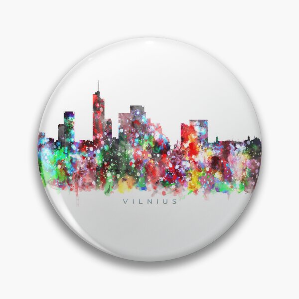 Item preview, Vilnius, Lithuania Skyline Watercolor Painting designed and sold by InkistPrints.