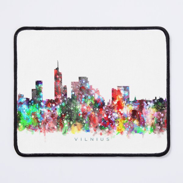 Item preview, Vilnius, Lithuania Skyline Watercolor Painting designed and sold by InkistPrints.