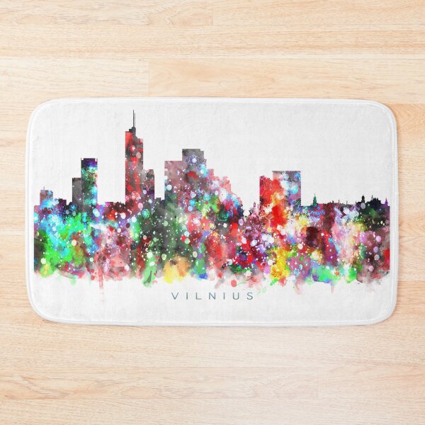 Item preview, Vilnius, Lithuania Skyline Watercolor Painting designed and sold by InkistPrints.