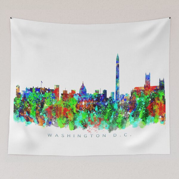 Item preview, Washington DC Skyline Watercolor Painting designed and sold by InkistPrints.