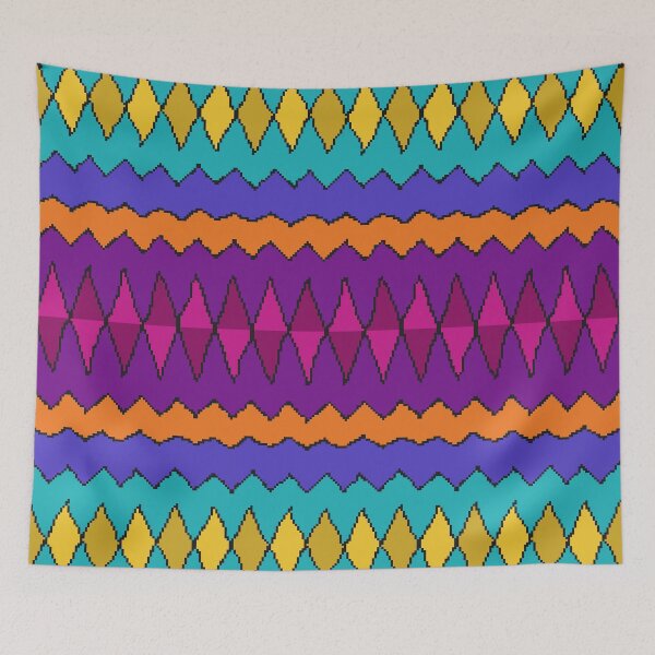 Item preview, Retro Psychedelic Diamonds and Zig-Zags designed and sold by MoMoJaJa.