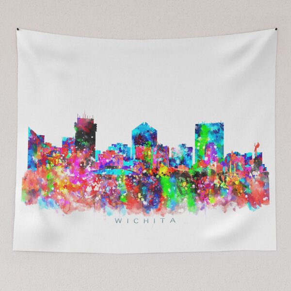 Item preview, Wichita, Kansas Skyline Watercolor Painting designed and sold by InkistPrints.