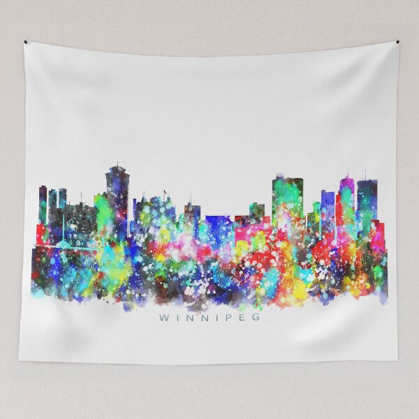 Item preview, Winnipeg, Canada Skyline Watercolor Painting designed and sold by InkistPrints.