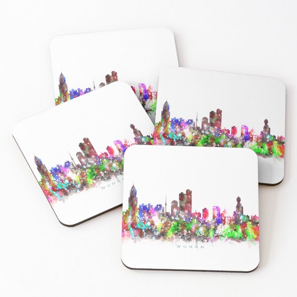 Item preview, Wuhan, China Skyline Watercolor Painting designed and sold by InkistPrints.