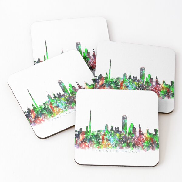 Artikelvorschau, Yekaterinburg, Russia Skyline Watercolor Painting entworfen und verkauft von InkistPrints.