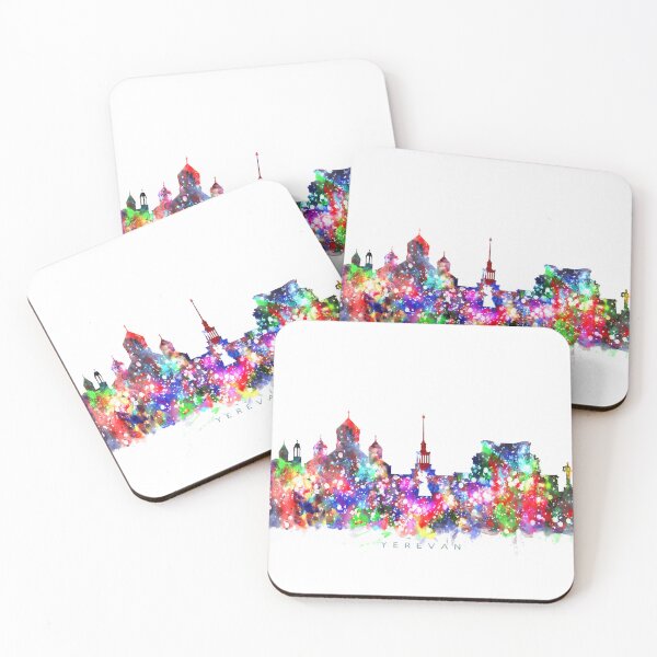 Item preview, Yerevan, Armenia Skyline Watercolor Painting designed and sold by InkistPrints.