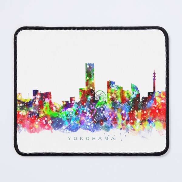 Item preview, Yokohama, Japan Skyline Watercolor Painting designed and sold by InkistPrints.