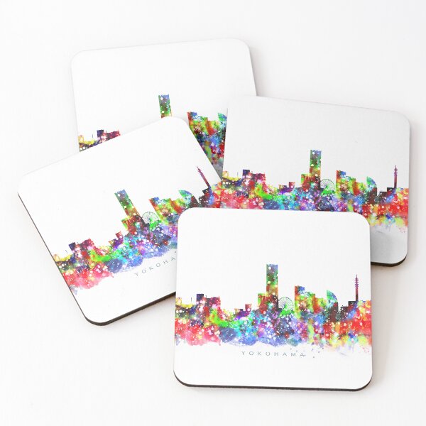 Item preview, Yokohama, Japan Skyline Watercolor Painting designed and sold by InkistPrints.