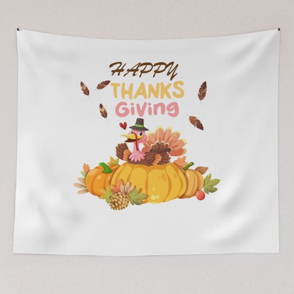 Item preview, Happy thanksgiving turkey and pumpkins designed and sold by SeniorPrint99.