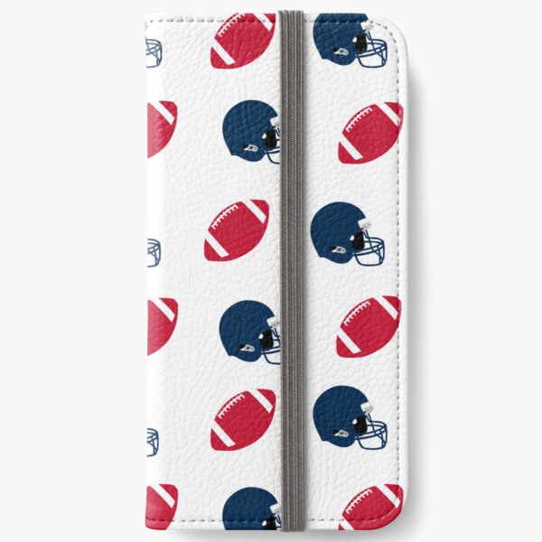 Football Pattern - Blue and Red Footballs and Helmets iPhone Wallet