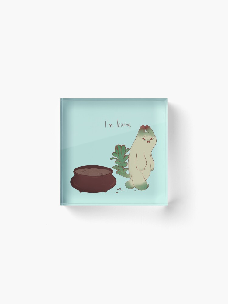 Alternate view of Succulent cat design Acrylic Block