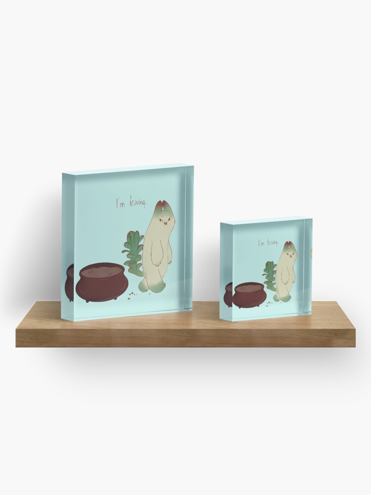 Alternate view of Succulent cat design Acrylic Block