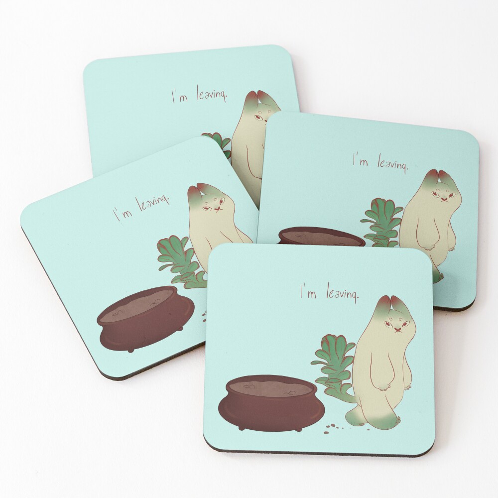 Succulent cat design Coasters (Set of 4)