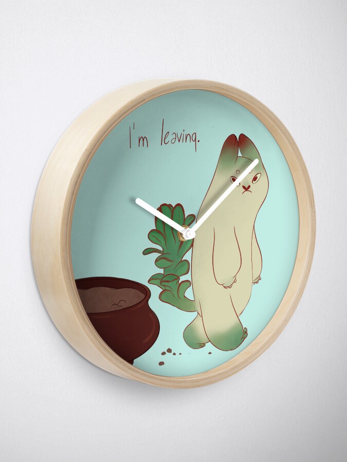 Alternate view of Succulent cat design Clock