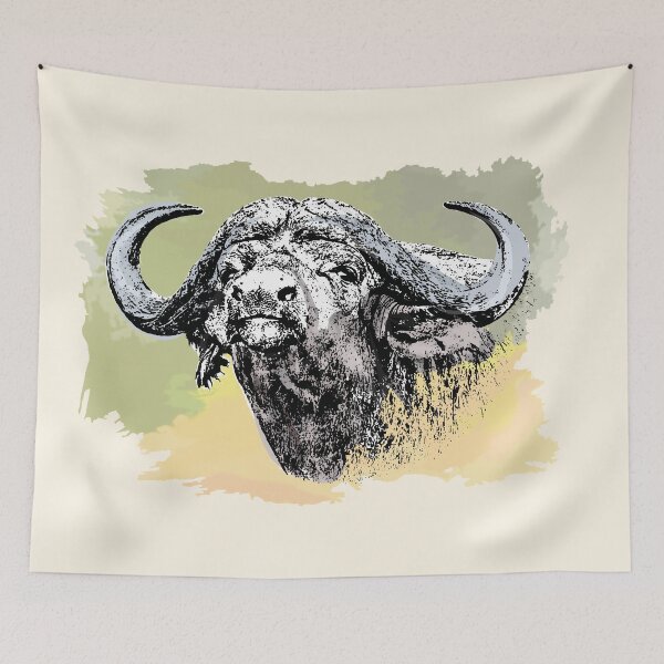Item preview, African Buffalo Bull Watercolor Painting for Buffalo Fans designed and sold by Scotch Macaskill.