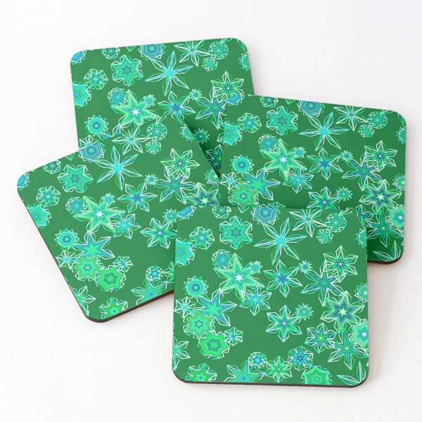Item preview, Modern Geometric Snowflakes, Dark Pine Green designed and sold by Marymarice.
