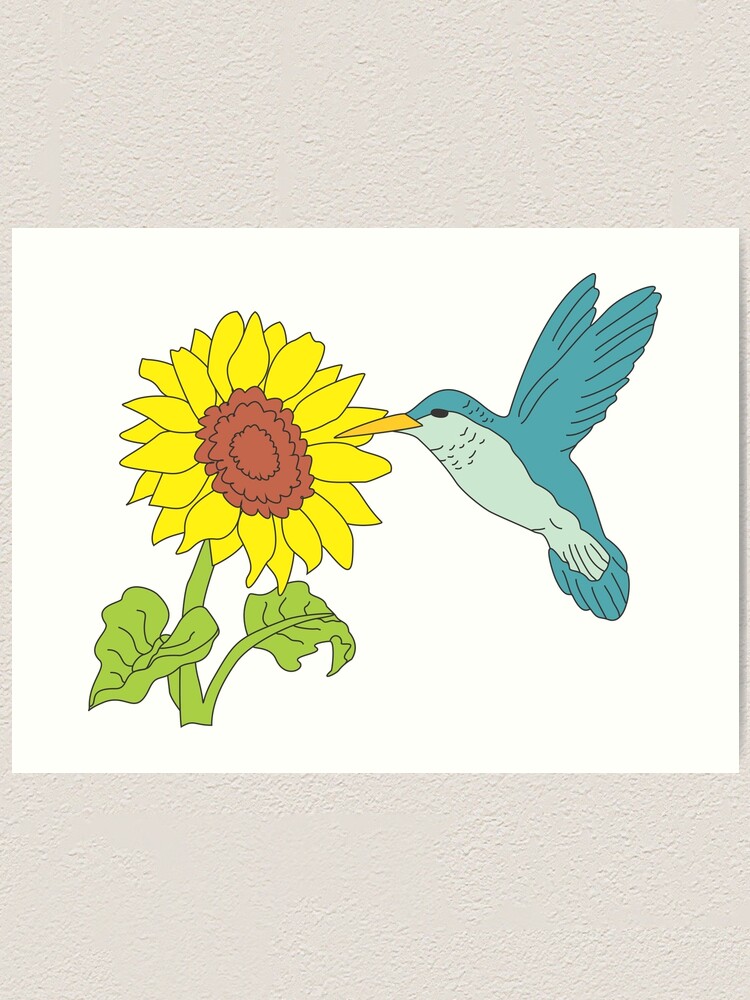 Sunflower and Hummingbird