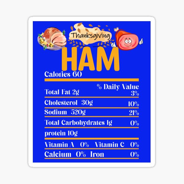 "Ham Nutrition Facts Funny Turkey Nutrition Facts Thanksgiving
