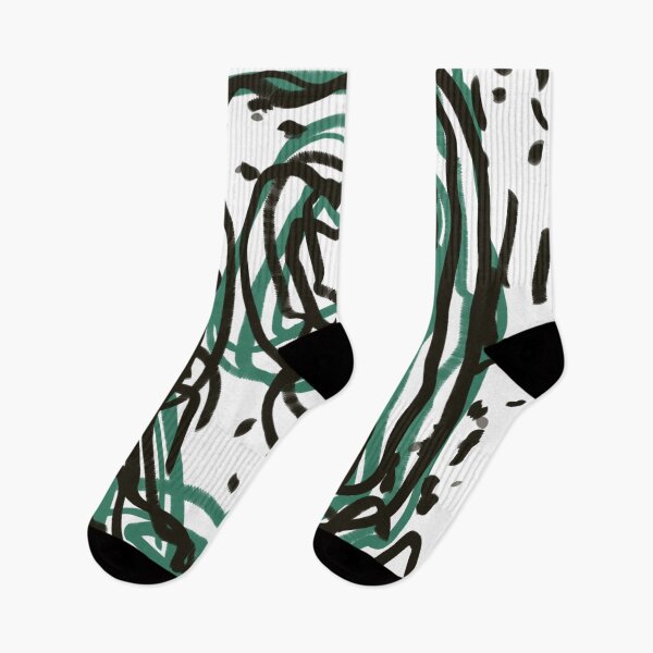 Item preview, Green Black Abstract Scribble Doodle Swirl Modern Minimalist Contemporary Emerald designed and sold by hopecope.