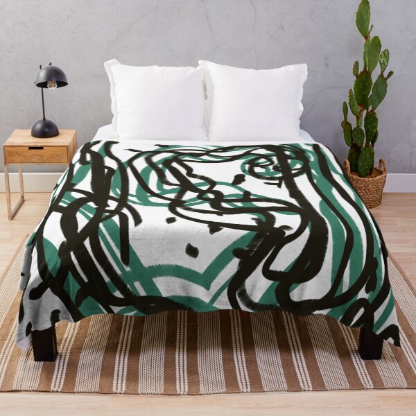 Item preview, Green Black Abstract Scribble Doodle Swirl Modern Minimalist Contemporary Emerald designed and sold by hopecope.
