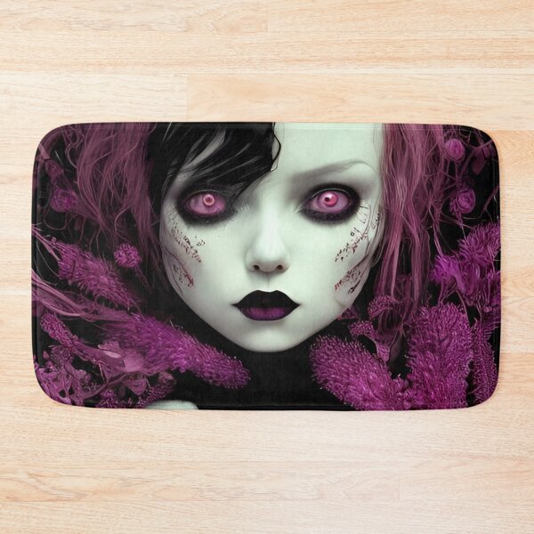 Item preview, Beautiful gothic girl with black and purple hair and pink eyes. designed and sold by GhastlyThings.