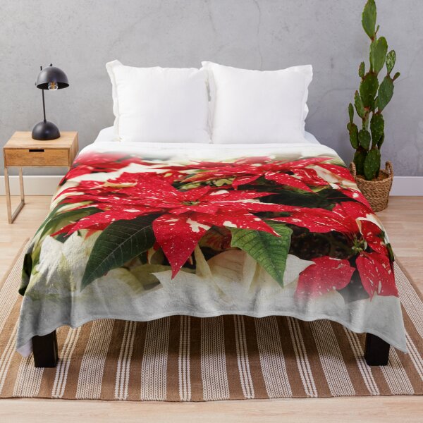 Item preview, Festive Red & Cream Shimmer Surprise & Yellow Snow Poinsettias designed and sold by walkswithnature.