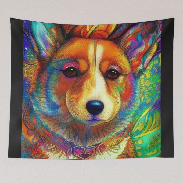Item preview, Tribal Corgi Dog Art 3 designed and sold by DiatomDesigns.