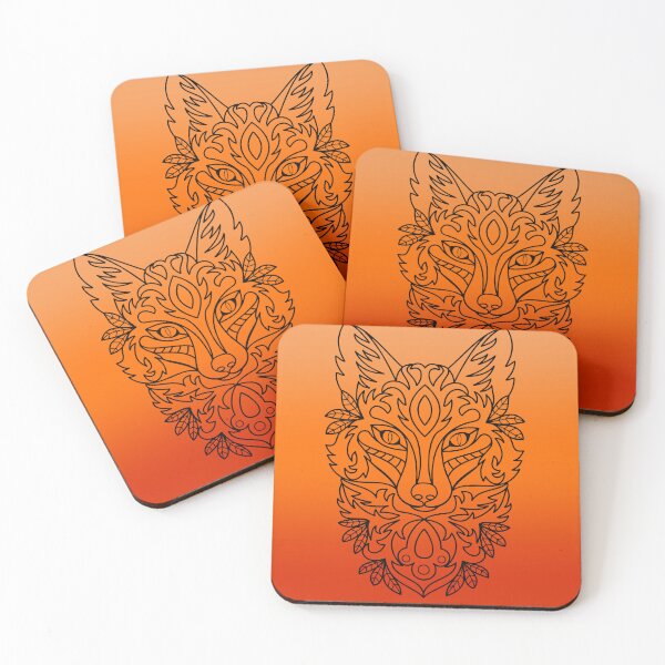 Item preview, Large filigree fox on gradient background designed and sold by JoyGDesigns.