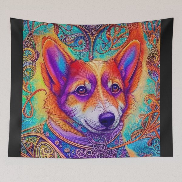 Item preview, Tribal Corgi Dog Art 4 designed and sold by DiatomDesigns.