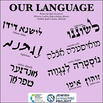 Artwork thumbnail, "Our Language" in multiple Jewish languages - light pink by hucjlp