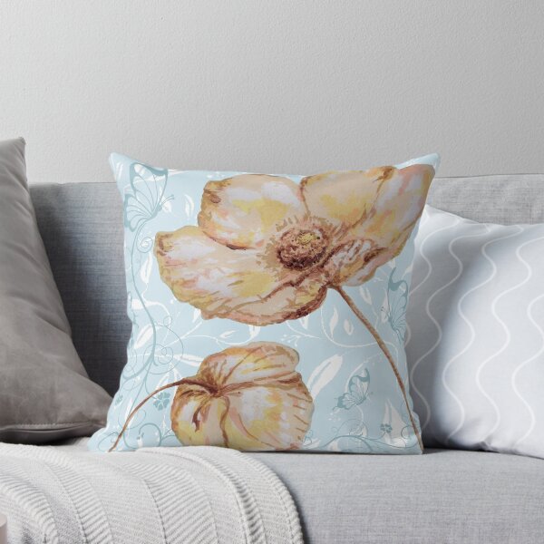 Item preview, daisies on a blue background designed and sold by albadawnart.