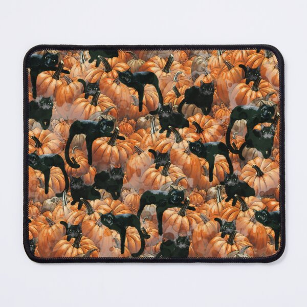 Item preview, Black Cats in the Pumpkin Patch, pattern with pumpkins, color autumn, orange, hello fall autumn lovers designed and sold by Collagedream.