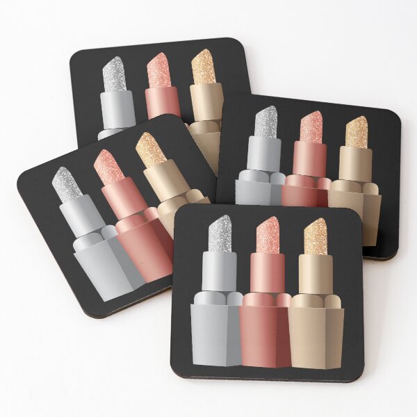 Item preview, Glam Glitter Makeup Brushes and Lipstick // Blush, Rose, Gold, Silver designed and sold by Elsy's Art.